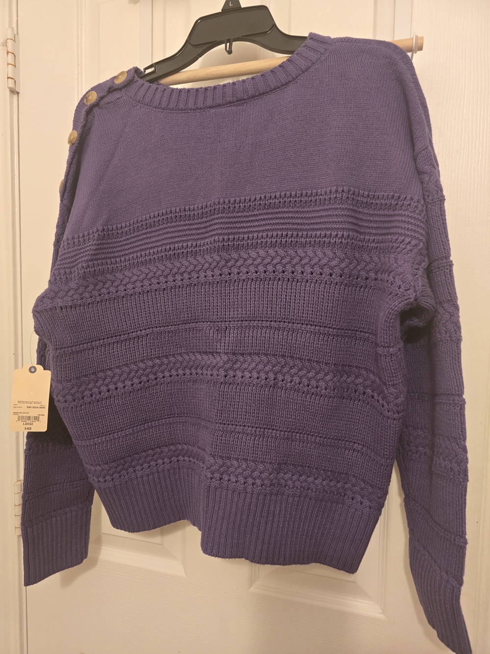 St. John's Bay Purple Button-Shoulder Crew Sweater